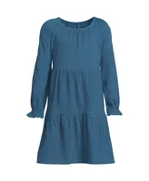 Lands' End Girls Long Sleeve Tiered Knit Dress