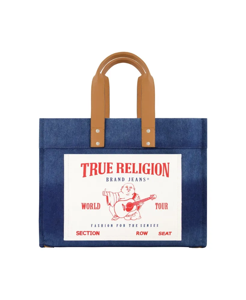 True Religion Washed Navy Denim Large Tote