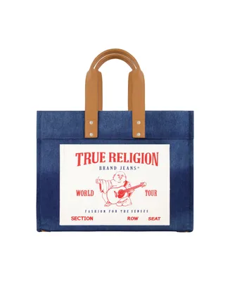 True Religion Washed Navy Denim Large Tote