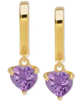 Amethyst Heart Dangle Huggie Hoop Earrings (1-3/8 ct. t.w.) in 14k Gold-Plated Sterling Silver