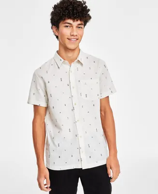 Sun + Stone Men's Carey Abstract Arrows Linen-Blend Shirt, Created for Macy's