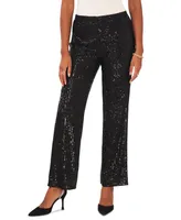 Msk Petite Sequined Mesh Pull-On Palazzo Pants