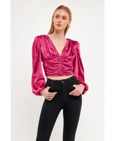 endless rose Women's Satin Ruched Top