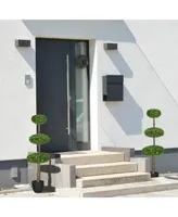 Homcom Set of 2 Artificial Plants Indoor & Outdoor Plants Boxwood Topiary