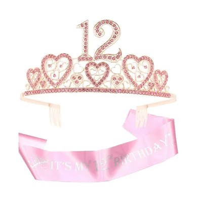 12th Birthday Sash and Tiara for Girls - Perfect Princess Party Gifts