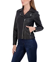 Sebby Collection Women's Faux Leather Biker Jacket