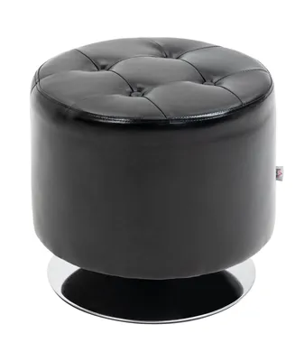 Homcom 360° Swivel Foot Stool Round Pu Ottoman with Thick Sponge Padding and Solid Steel Base