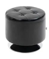 Homcom 360° Swivel Foot Stool Round Pu Ottoman with Thick Sponge Padding and Solid Steel Base