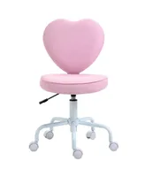 Homcom Heart Love Shaped Back Design Office Chair with Adjustable Height and 360 Swivel Castor Wheels, Pink