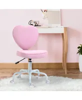 Homcom Heart Love Shaped Back Design Office Chair with Adjustable Height and 360 Swivel Castor Wheels, Pink