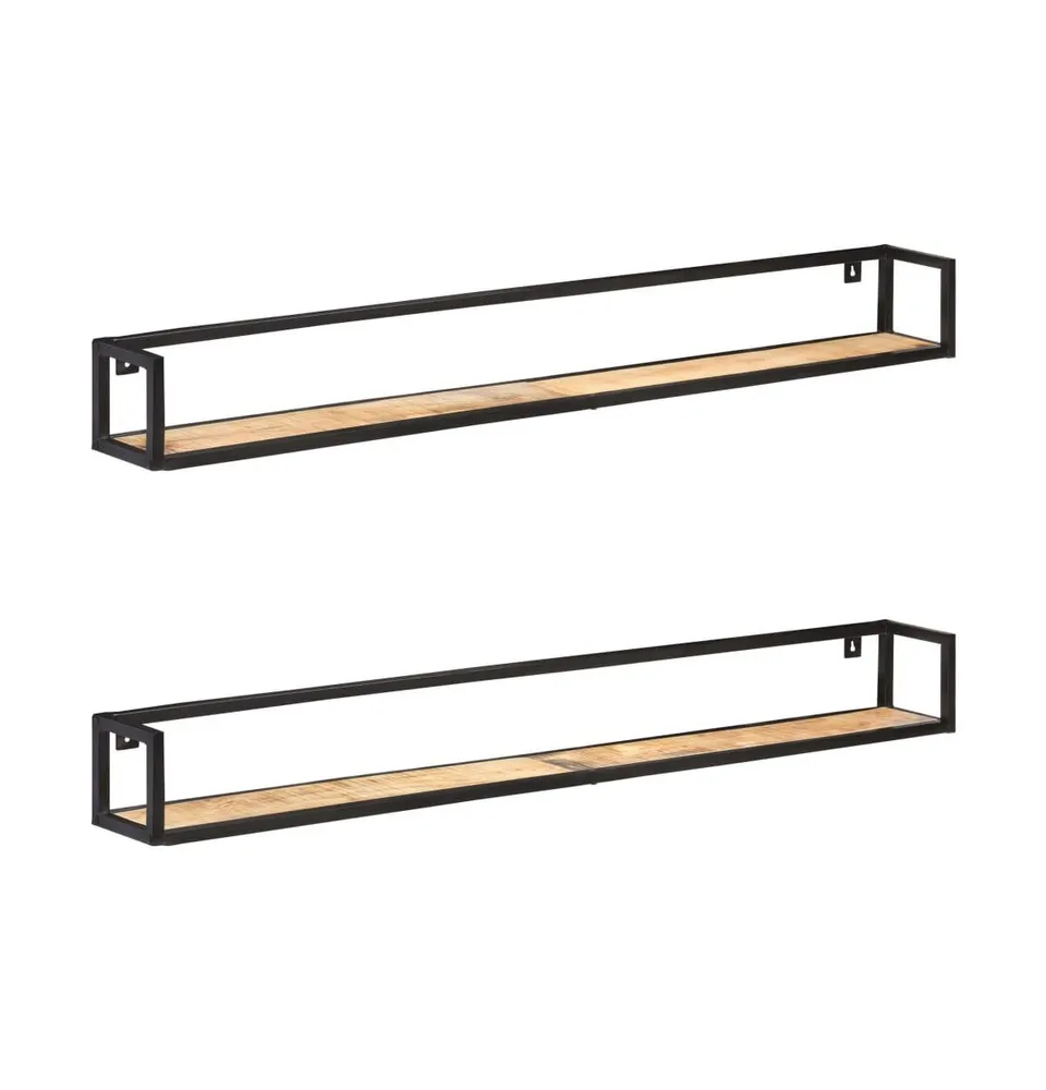 vidaXL Wall Shelves 2 pcs 63" Rough Mango Wood