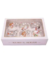 Kurt Adler 80mm Gingerbread, Snowman and Santa Glass Ball Ornaments 6-Piece Set