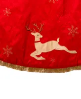 Kurt Adler 54" Patchwork Reindeer Running Tree Skirt