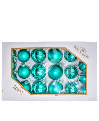 Kurt Adler 60-80mm Shiny and Matte Teal Balls 20 Piece Set