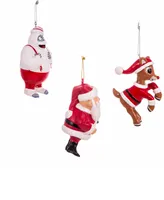 Kurt Adler Rudolph the Red Nose Reindeer Blow Mold Ornament, 3-Piece Set