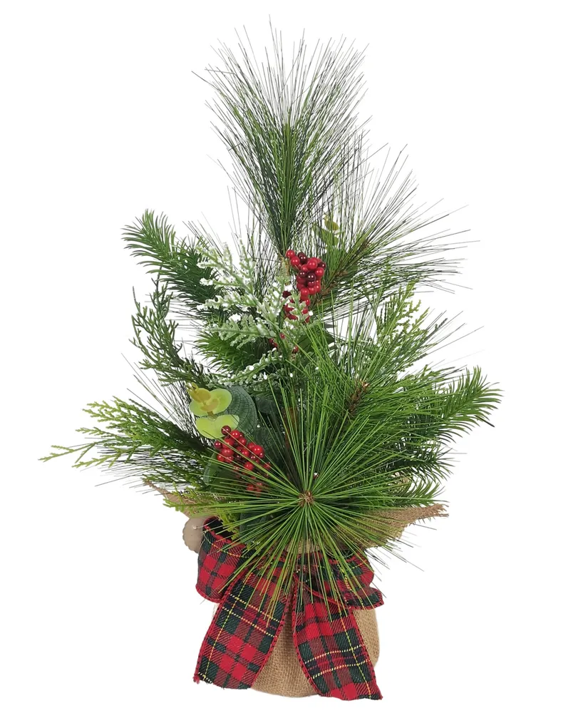 Kurt Adler 18" Berries and Plaid Ribbon Tree