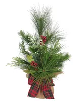 Kurt Adler 18" Berries and Plaid Ribbon Tree