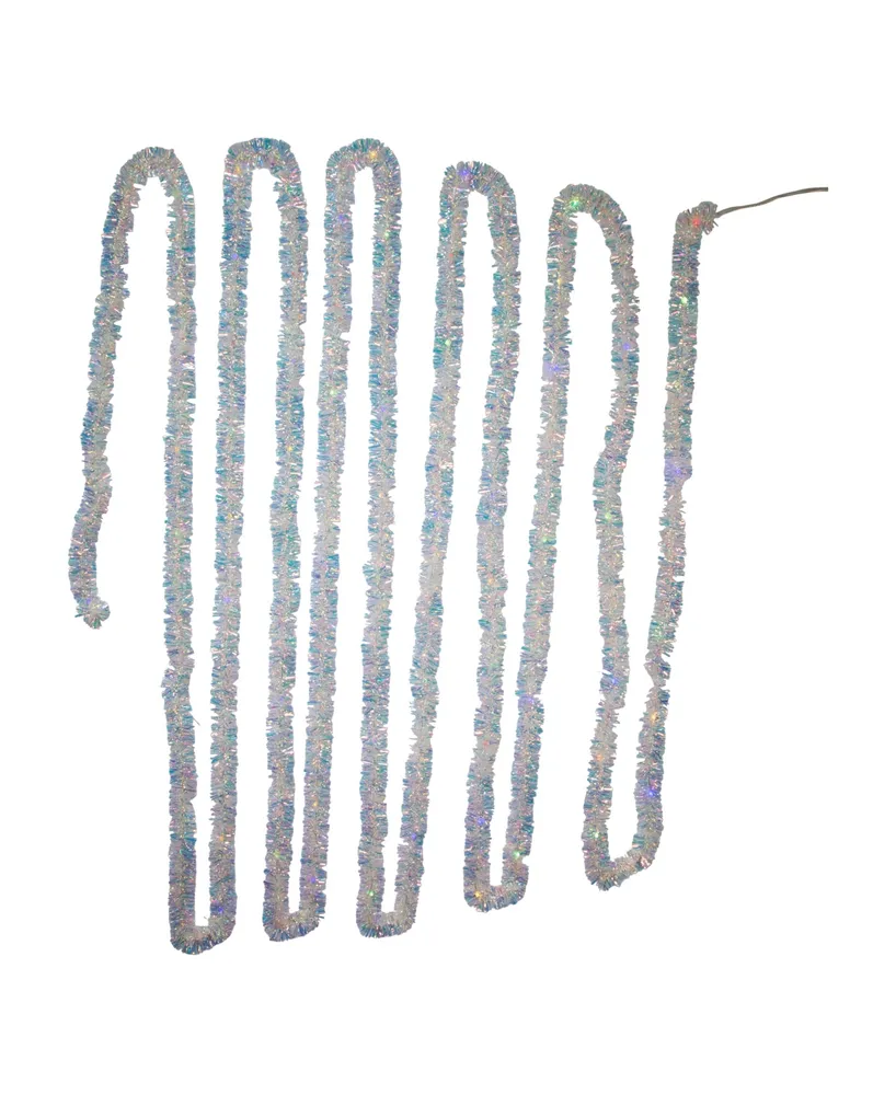 Kurt Adler 32.8' Battery-Operated Iridescent Tinsel Garland with 100 Lights