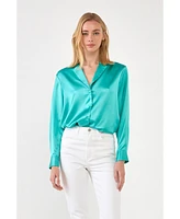 endless rose Women's Classic Satin Over Shirt