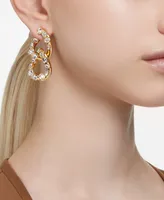 Swarovski Gold-Tone Crystal Bezel Interlocking Hoop Drop Earrings