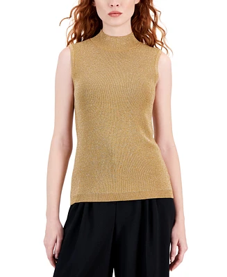 Tahari Asl Women's Shimmer Mock-Neck Sleeveless Top