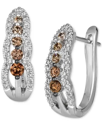 Le Vian Couture Chocolate Ombre & Vanilla Diamonds Hoop Earrings (5/8 ct. t.w.) in Platinum