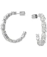 Swarovski Rhodium-Plated Medium Mixed Crystal C-Hoop Earrings, 1.54"