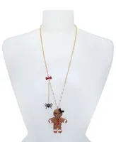 Betsey Johnson Faux Stone and Imitation Pearl Gingerbread Girl Long Pendant