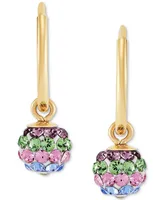 Children's 2-Pc Set Multicolor Crystal Reversible Stud & Dangle Hoop Earrings 14k Gold-Plated Sterling Silver