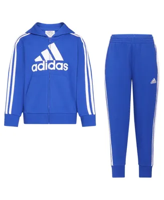 adidas Little Boys Hooded French Terry Jacket and Jogger Pants, 2-Piece Set