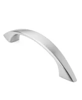 Cauldham 10 Pack Solid Kitchen Cabinet Arch Pulls Handles (3" Hole Centers) - Curved Drawer/Door Hardware - Style M243 - Satin Nickel