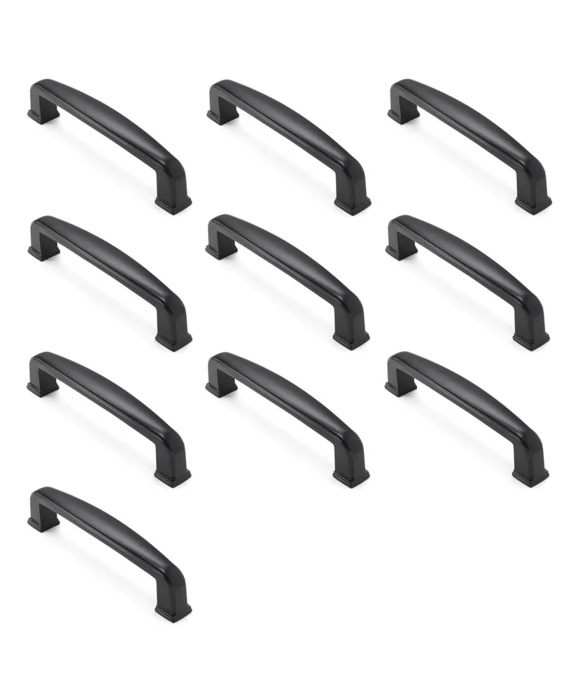 Cauldham Solid Matte Black Bar Cabinet Handles 3.75" Hole Centers 10 Pk