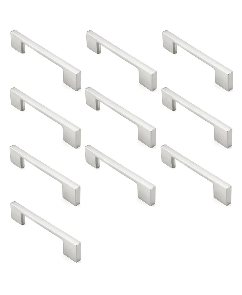 Cauldham 10 Pack Modern Kitchen Cabinet Handles 3.75" Satin Nickel