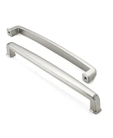 Cauldham Solid Satin Nickel Bar Cabinet Handles 7.5" Hole Centers 10 Pk