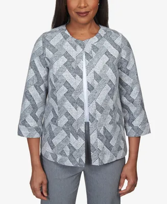 Alfred Dunner Petite Point of View Geo Texture Jacket