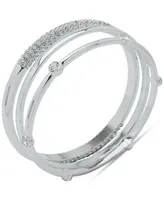 Anne Klein Women's Boxed Silver-Tone Crystal Trio Bangle Bracelet