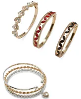 Anne Klein Women's Boxed Gold-Tone Crystal Hinge Bangle Bracelet