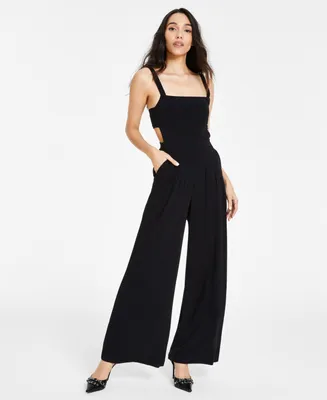Women's Square-Neck Cutout-Side Wide-Leg Jumpsuit, Created for Macy's