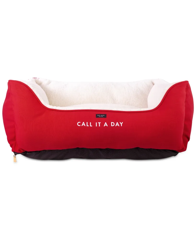 Kate Spade New York Red & Pink Washable Dog Bed