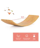 Wooden Wobble Balance Board 35.5" Rocker Yoga Curvy Board Toy Kids Adult