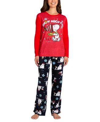 Briefly Stated Matching Women's Peanuts Long-Sleeve Top and Pajama Pants Set