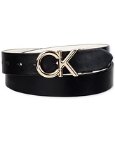 Calvin Klein Women's Reversible Puffed Ck Monogram Buckle Belt