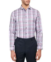 Michelsons of London Men's Regular-Fit Dobby Plaid Dress Shirt