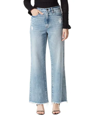 Sam Edelman Women's Codie High-Rise Wide-Leg Fringe-Hem Jeans