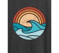 Hybrid Apparel Trendy Plus Beach Waves Graphic T-Shirt