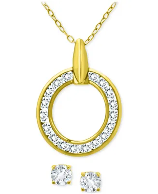 Giani Bernini 2-Pc. Set Cubic Zirconia Circle Pendant Necklace & Stud Earrings, Created for Macy's