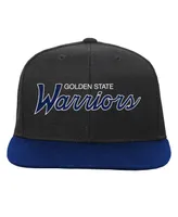 Big Boys and Girls Mitchell & Ness Black Golden State Warriors Team Script Snapback Hat