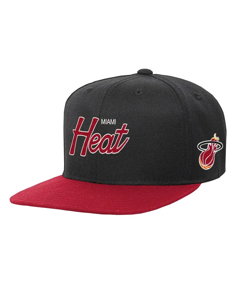 Big Boys and Girls Mitchell & Ness Black Miami Heat Team Script Snapback Hat