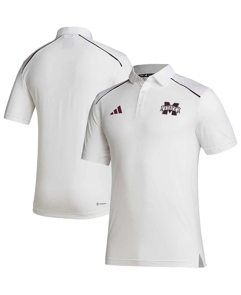 Men's adidas White Mississippi State Bulldogs Coaches Aeroready Polo Shirt