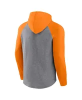 Men's Fanatics Tennessee Orange, Heather Gray Volunteers Wrap Up Raglan Pullover Hoodie